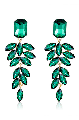 Dark Green Teardrop Crystal Earrings