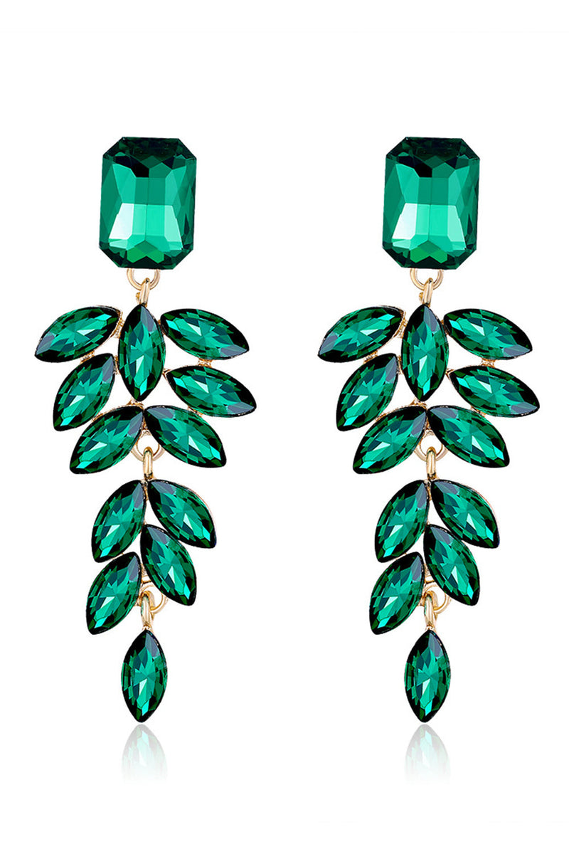 Load image into Gallery viewer, Dark Green Teardrop Crystal Earrings