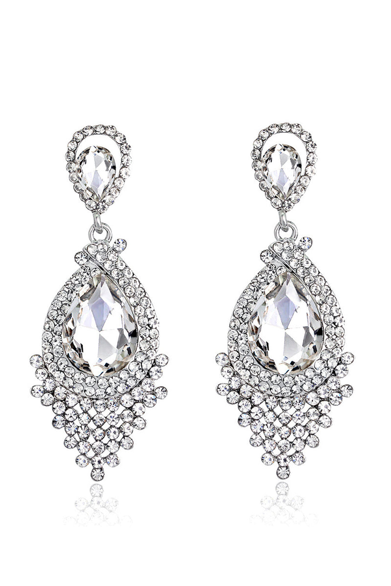 Load image into Gallery viewer, Bride&#39;s Alloy Rhinestone Tear Drop Shaped Champagne Earrings (1 pair)