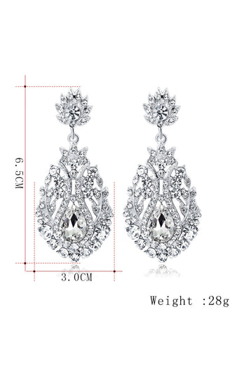 White Crystal Bridal Wedding Earrings