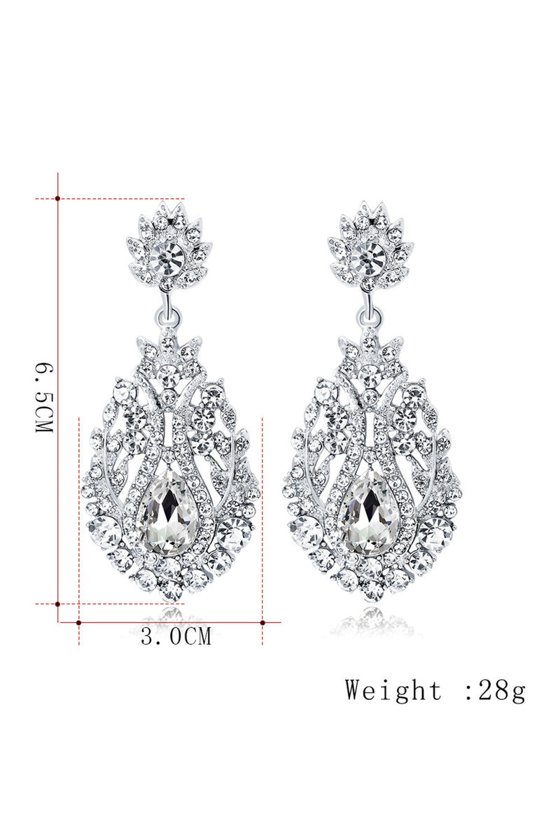 Load image into Gallery viewer, White Crystal Bridal Wedding Earrings