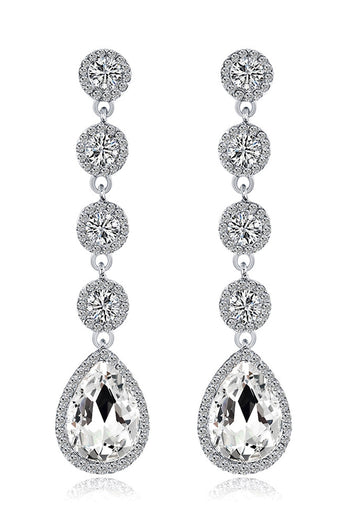 Bridal White Clear Crystal Wedding Earrings