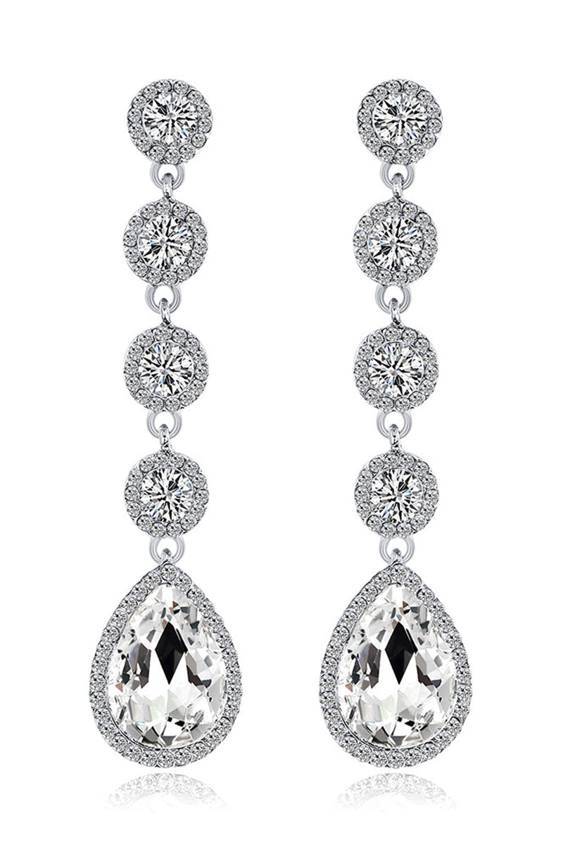 Load image into Gallery viewer, Bridal White Clear Crystal Wedding Earrings