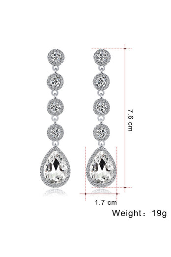 Bridal White Clear Crystal Wedding Earrings