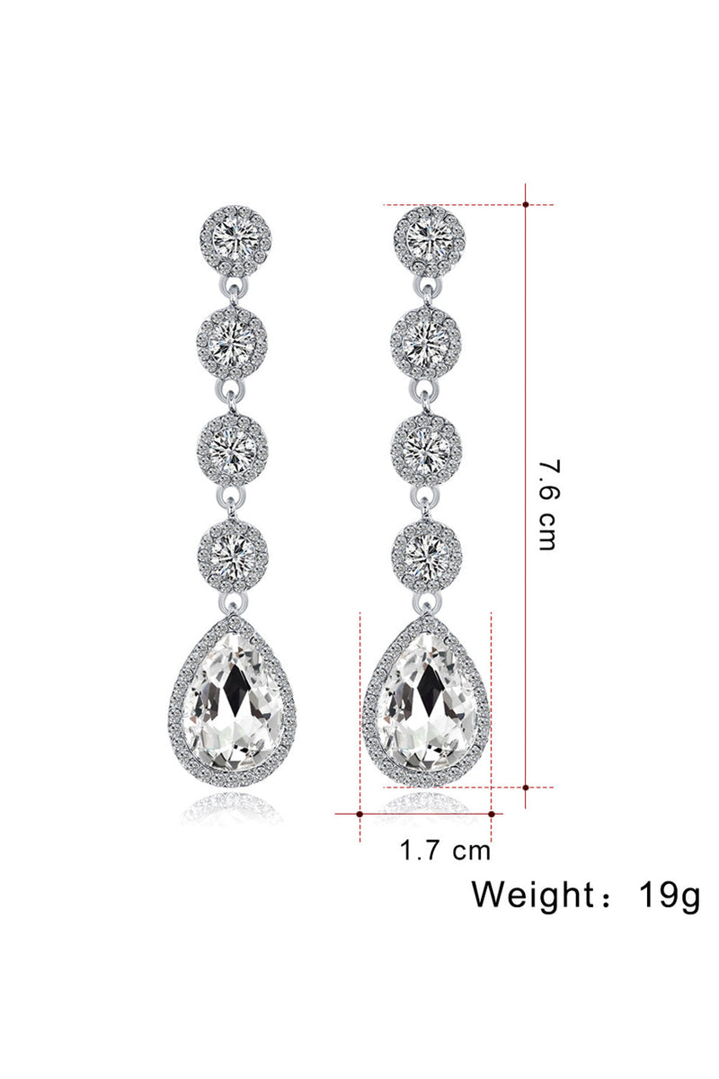 Load image into Gallery viewer, Bridal White Clear Crystal Wedding Earrings