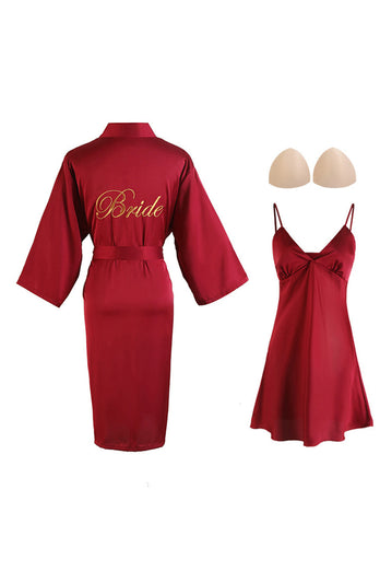 Burgundy Bride Pajamas Bridesmaids Nightdress Set For Wedding Party