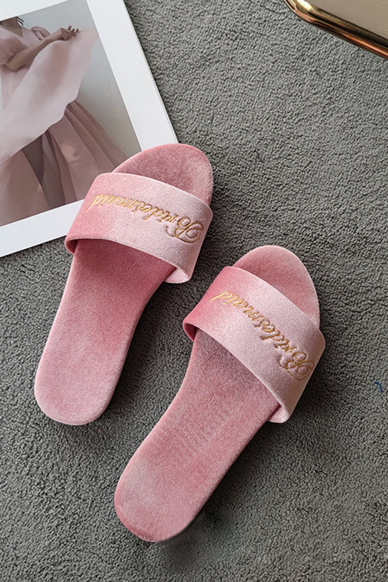 Load image into Gallery viewer, Burgundy Bride and Bridesmaid Wedding Flat Slippers