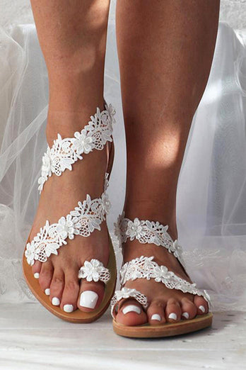 Boho White Lace Flat Women Sandals