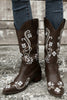 Load image into Gallery viewer, Black Embroidered Pointed Toe Chunky Heel Western Boots