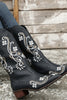 Load image into Gallery viewer, Black Embroidered Pointed Toe Chunky Heel Western Boots