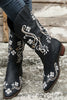 Load image into Gallery viewer, Black Embroidered Pointed Toe Chunky Heel Western Boots