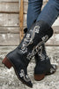 Load image into Gallery viewer, Black Embroidered Pointed Toe Chunky Heel Western Boots