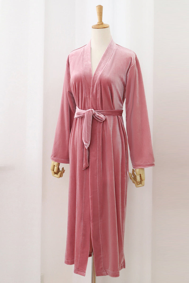 Load image into Gallery viewer, Burgundy Velvet Bride and Bridesmaid Tea Length Robe