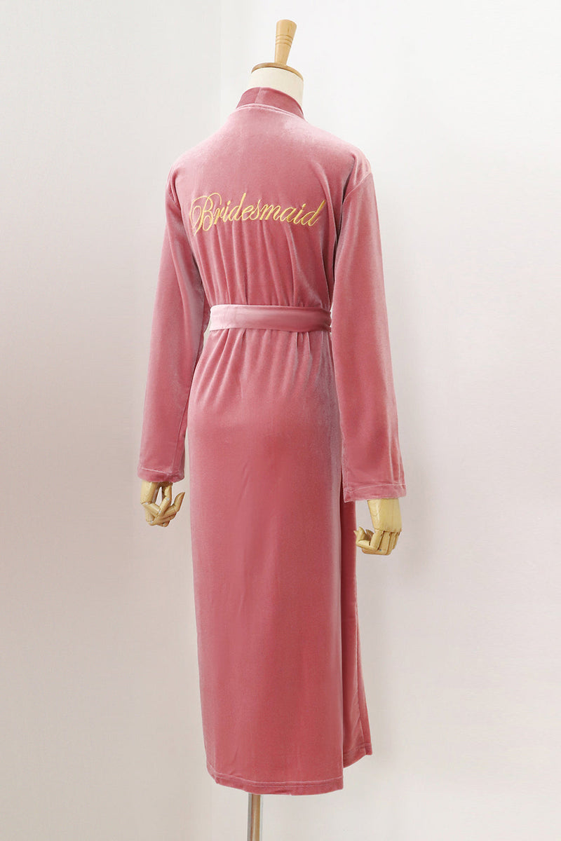 Load image into Gallery viewer, Burgundy Velvet Bride and Bridesmaid Tea Length Robe