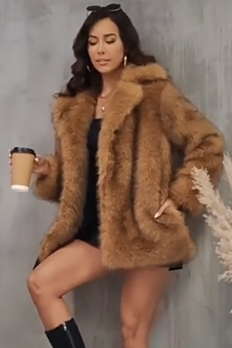 Load image into Gallery viewer, Brown Open Front Shaggy Faux Fur Coat