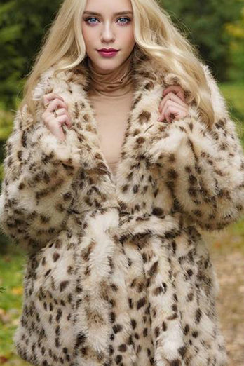 Leopard Print Maxi Shearling Coat with Belt