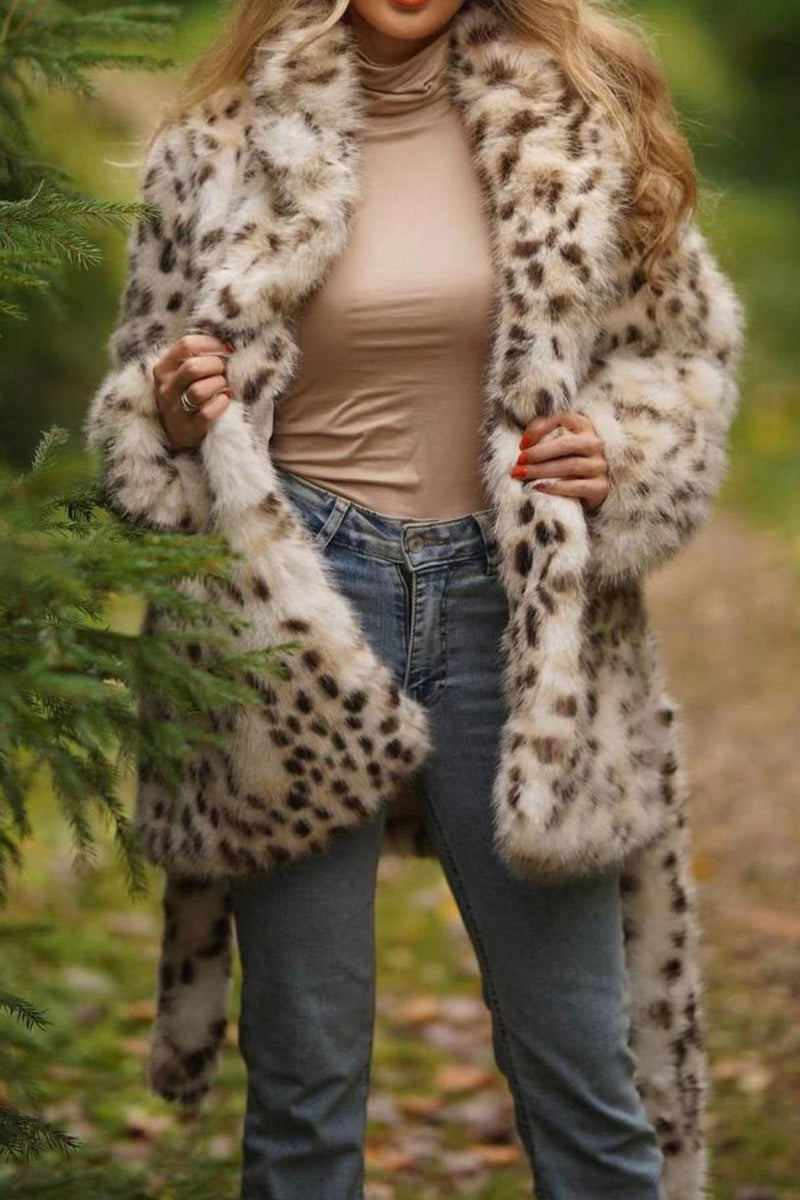 Load image into Gallery viewer, Leopard Print Maxi Shearling Coat with Belt