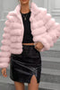 Load image into Gallery viewer, Pink Stand Collar Quilted Short Faux Fur