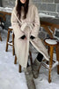 Load image into Gallery viewer, Grey Beige Long Shearling Fur Coat with Belt