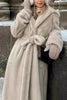 Load image into Gallery viewer, Grey Beige Long Shearling Fur Coat with Belt