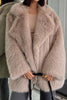 Load image into Gallery viewer, Grey Brown Midi Notched Lapel Shaggy Faux Fur Coat