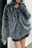 Load image into Gallery viewer, Stylish Black White Midi Faux Fur Coat