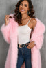 Load image into Gallery viewer, Camel  Notched Lapel Long Faux Fur Long Shaggy Women Coat