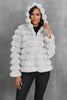 Load image into Gallery viewer, Black Fluffy Faux Fur Cropped Zip Up Coat with Hood