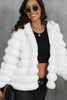 Load image into Gallery viewer, Black Fluffy Faux Fur Cropped Zip Up Coat with Hood