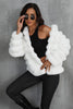 Load image into Gallery viewer, Black Fluffy Faux Fur Cropped Zip Up Coat with Hood