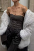 Load image into Gallery viewer, Grey Faux Fur Long Sleeve Open Front Long Coat