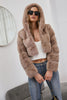 Load image into Gallery viewer, Black Fluffy Faux Fur Zip Up Short Coat