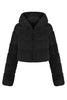 Load image into Gallery viewer, Black Fluffy Faux Fur Zip Up Short Coat