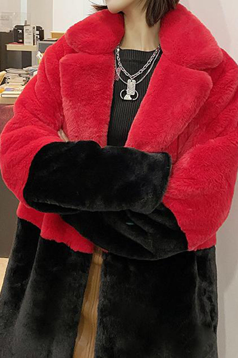 Load image into Gallery viewer, Fuchsia and Orange Fluffy Faux Fur Long Coat