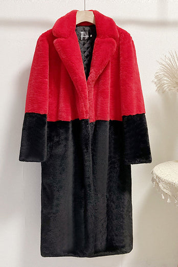 Fuchsia and Orange Fluffy Faux Fur Long Coat