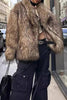 Load image into Gallery viewer, Brown Fluffy Faux Fur Long Sleeve Open Front Short Coat