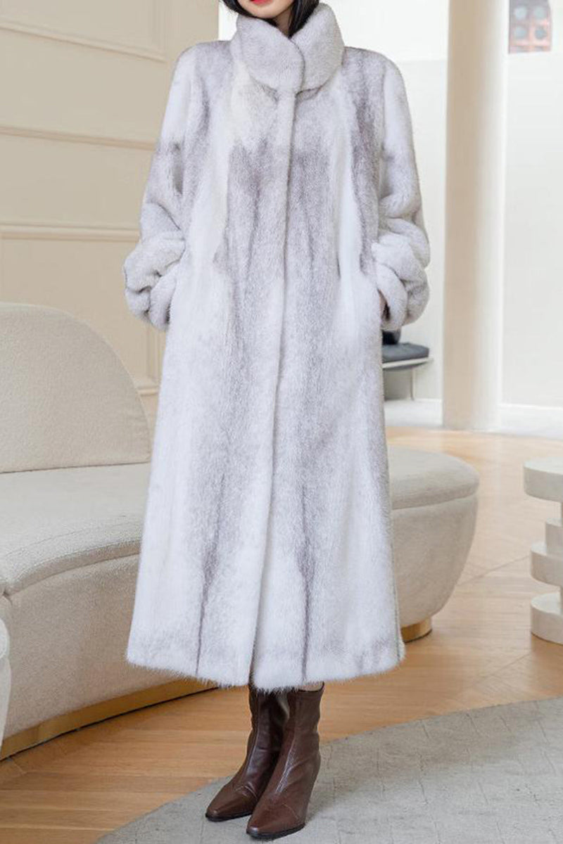 Load image into Gallery viewer, White Fluffy Faux Fur Long Sleeves Long Coat