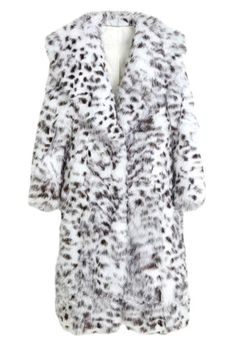 Black White Leopard Pattern Long Women's Coat