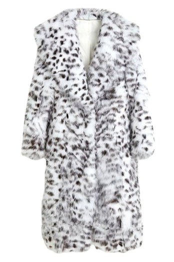 Black White Leopard Pattern Long Women's Coat