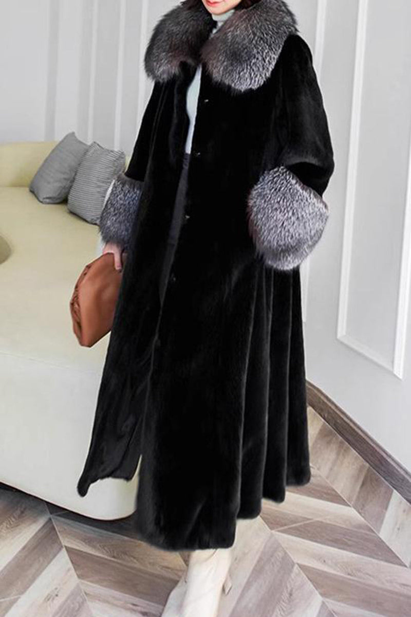 Load image into Gallery viewer, Black Lapel Neck Velvet Maxi Women&#39;s Coat