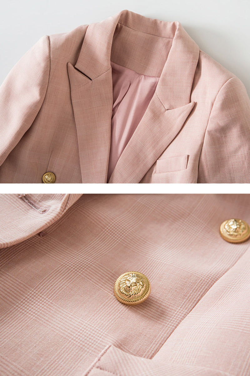 Load image into Gallery viewer, Pink Notched Lapel Double Breasted Women&#39;s Blazer