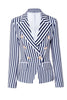 Load image into Gallery viewer, White Blue Striped Women&#39;s Blazer