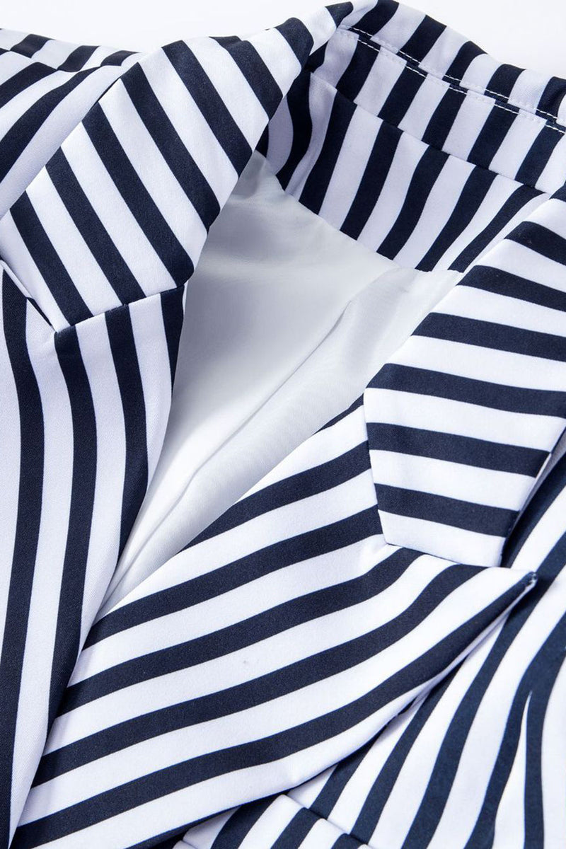 Load image into Gallery viewer, White Blue Striped Women&#39;s Blazer