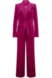 Royal Blue Velvet Single Button Women's Suits