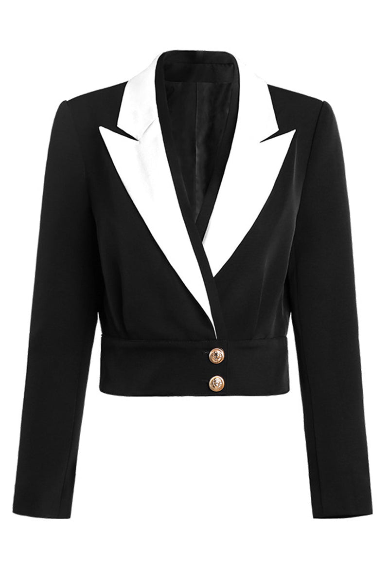 Load image into Gallery viewer, Black Notched Lapel Short Women&#39;s Blazer