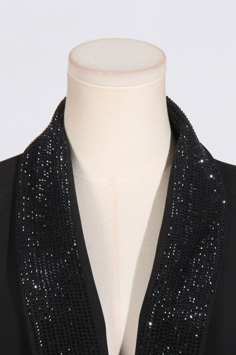 Load image into Gallery viewer, Sparkly Black Shawl Lapel Backless Beading Women&#39;s Blazer