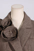 Load image into Gallery viewer, Coffee Herringbone Notched Lapel Women Blazer with 3D Flower