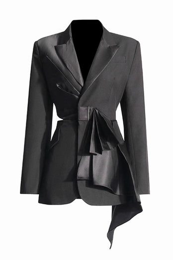 Black Peak Lapel Cut-out Women Blazer