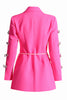 Load image into Gallery viewer, Fuchsia Peak Lapel Women Blazer with Pearl Belt