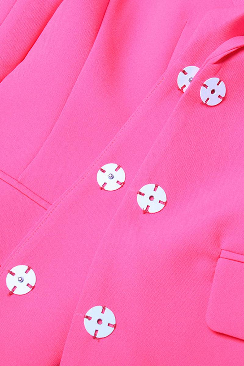 Load image into Gallery viewer, Fuchsia Peak Lapel Women Blazer with Pearl Belt